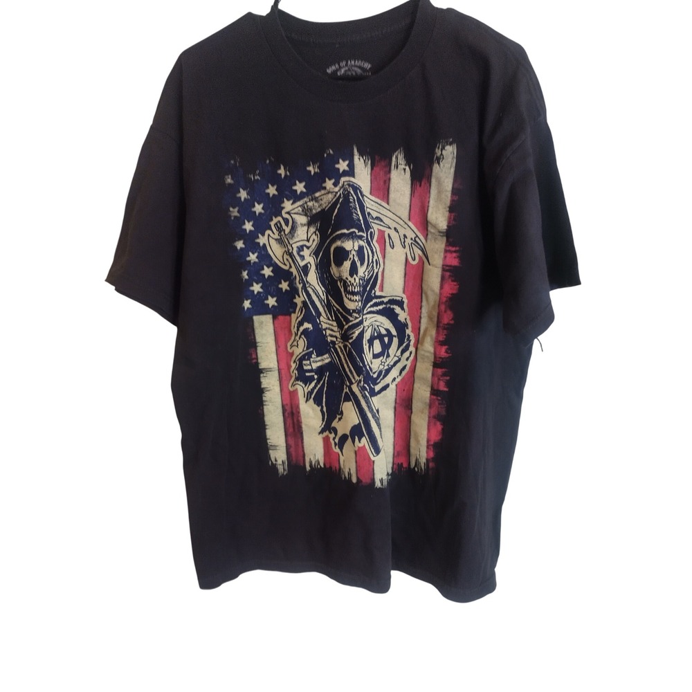 Sons of Anarchy Road Gear Prospect T-Shirt XL Black American Flag Reaper Graphic